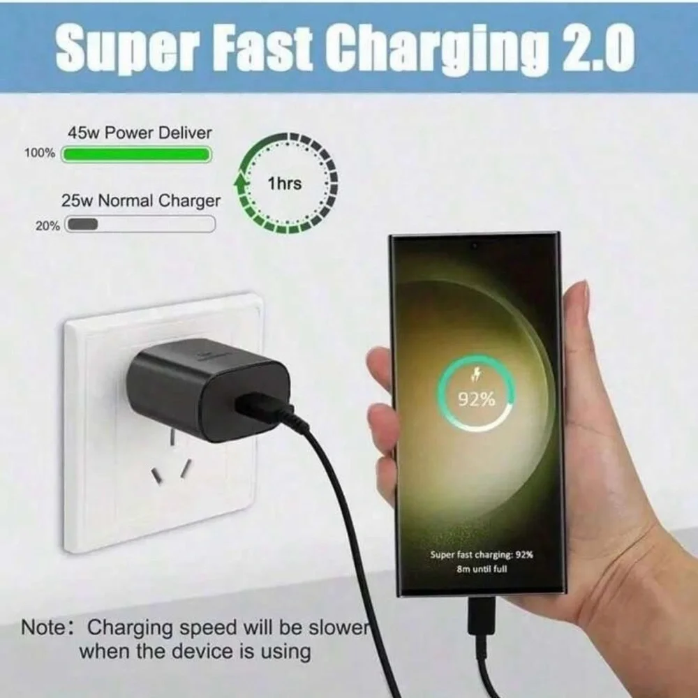 ⚡ 45W Fast Charger Type-C with USB-C Cable-Compatible with iPhone 15/16 Samsung